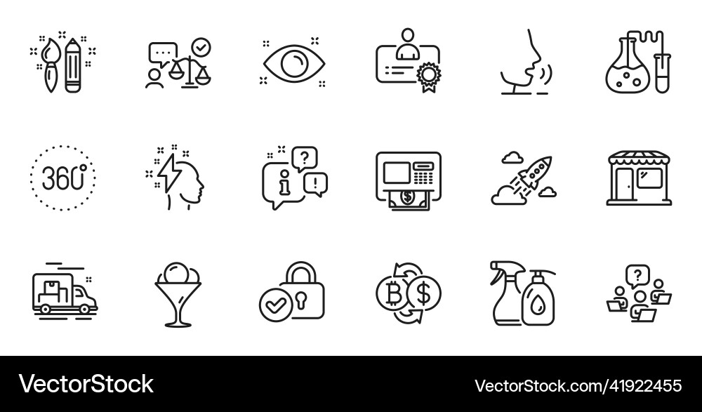 Outline set of creativity certificate and atm Outline set of creativity certificate and atm Vector Image