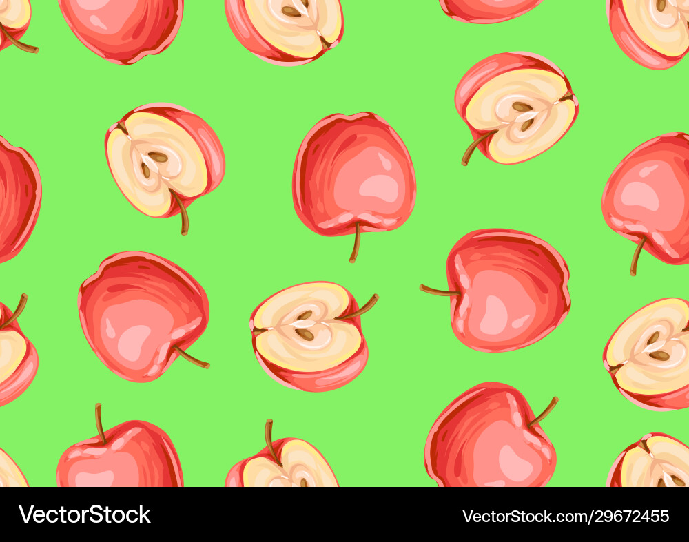 Seamless pattern with apples and slices vector image