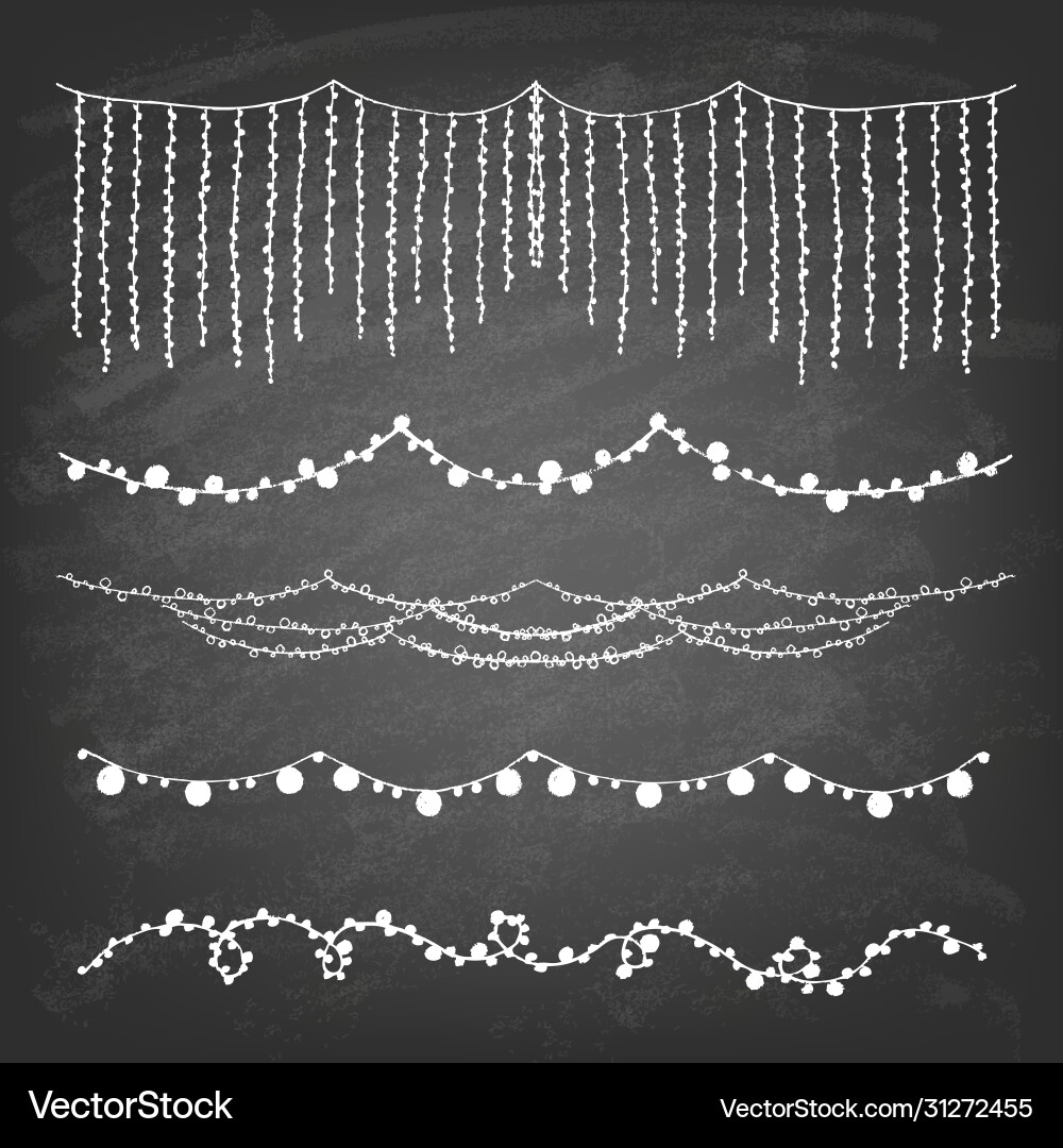 Set hand-drawn string holiday on chalkboard Vector Image
