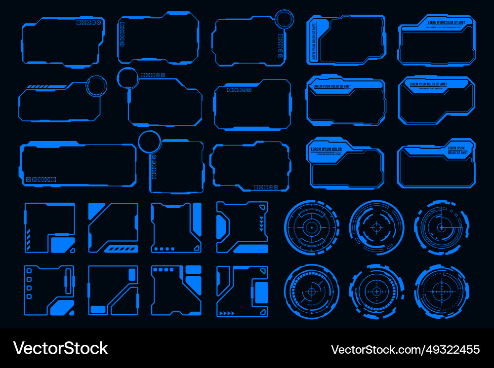 Set interface futuristic frame hud technology vector image