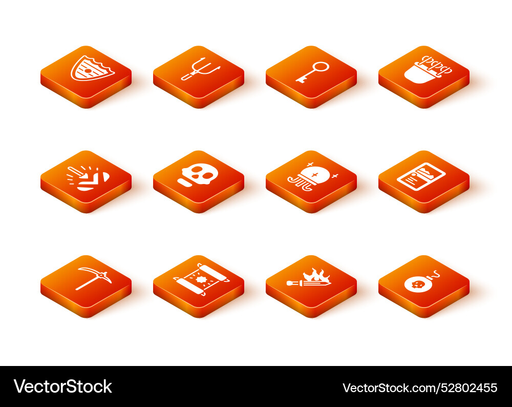 Set pickaxe decree parchment scroll magic arrow vector image
