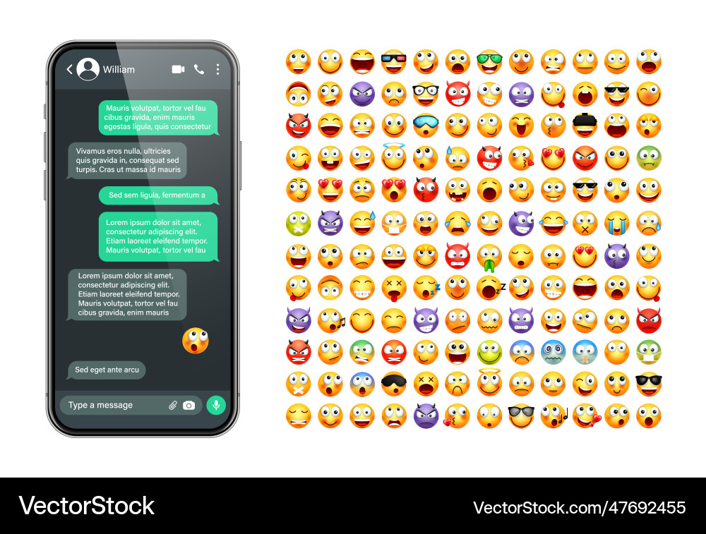 Smartphone messaging app user interface Smartphone messaging app user interface vector image