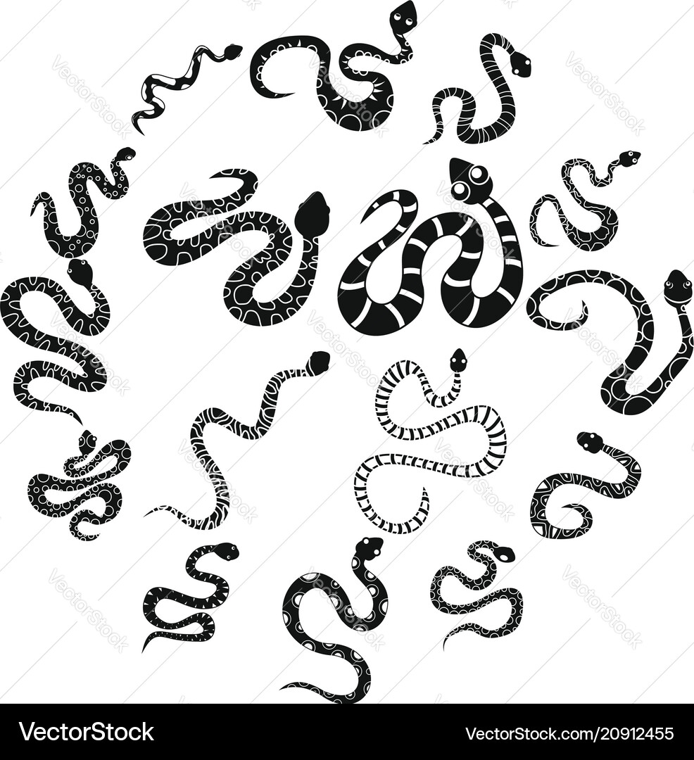 Snake icons set simple style Snake icons set simple style vector image