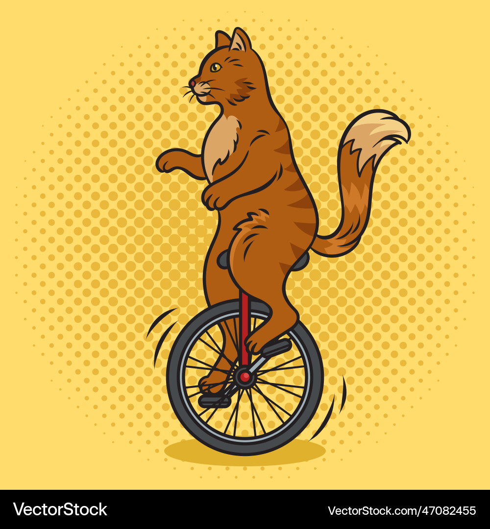 Unicycle cat pinup pop art Royalty Free Vector Image
