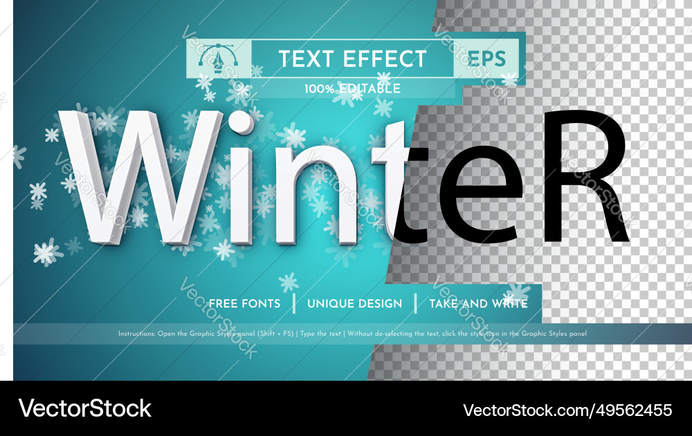 Winter - editable text effect font style Winter - editable text effect font style vector image