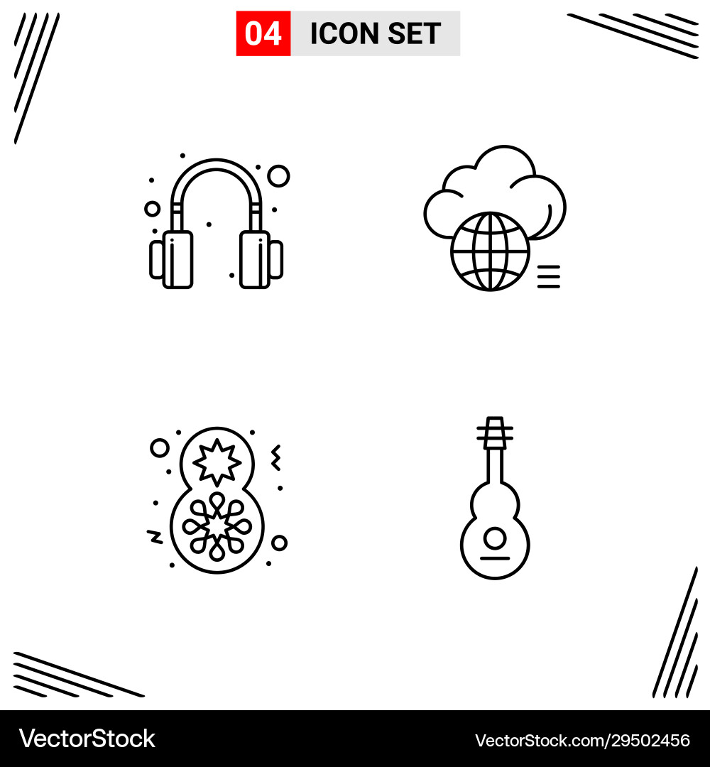 4 icons line style grid based creative outline Vector Image