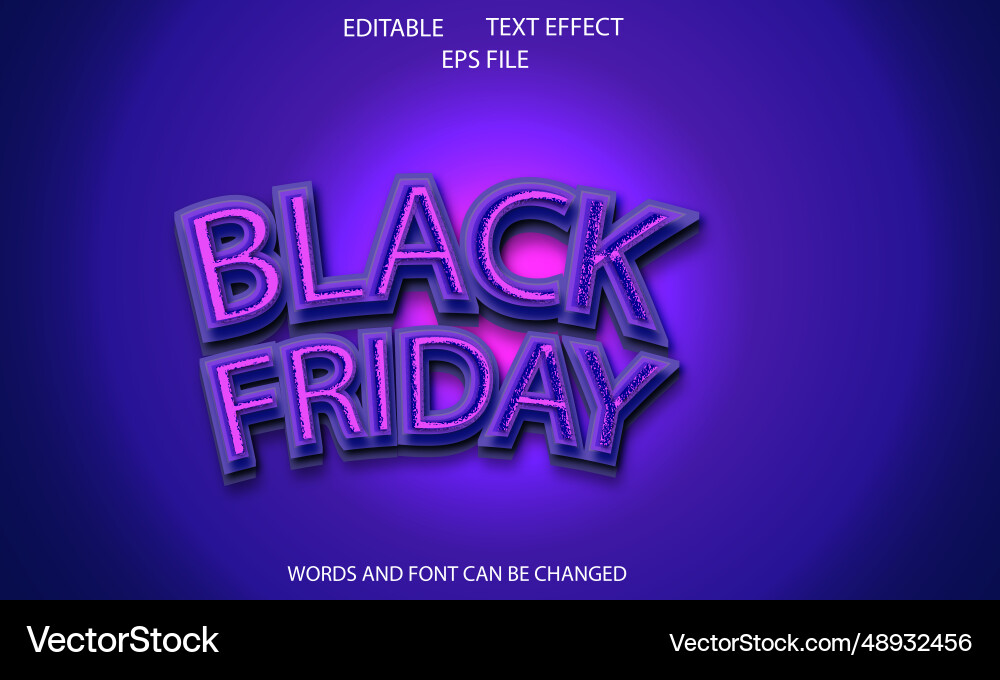 Black friday text effect font editable typography Vector Image