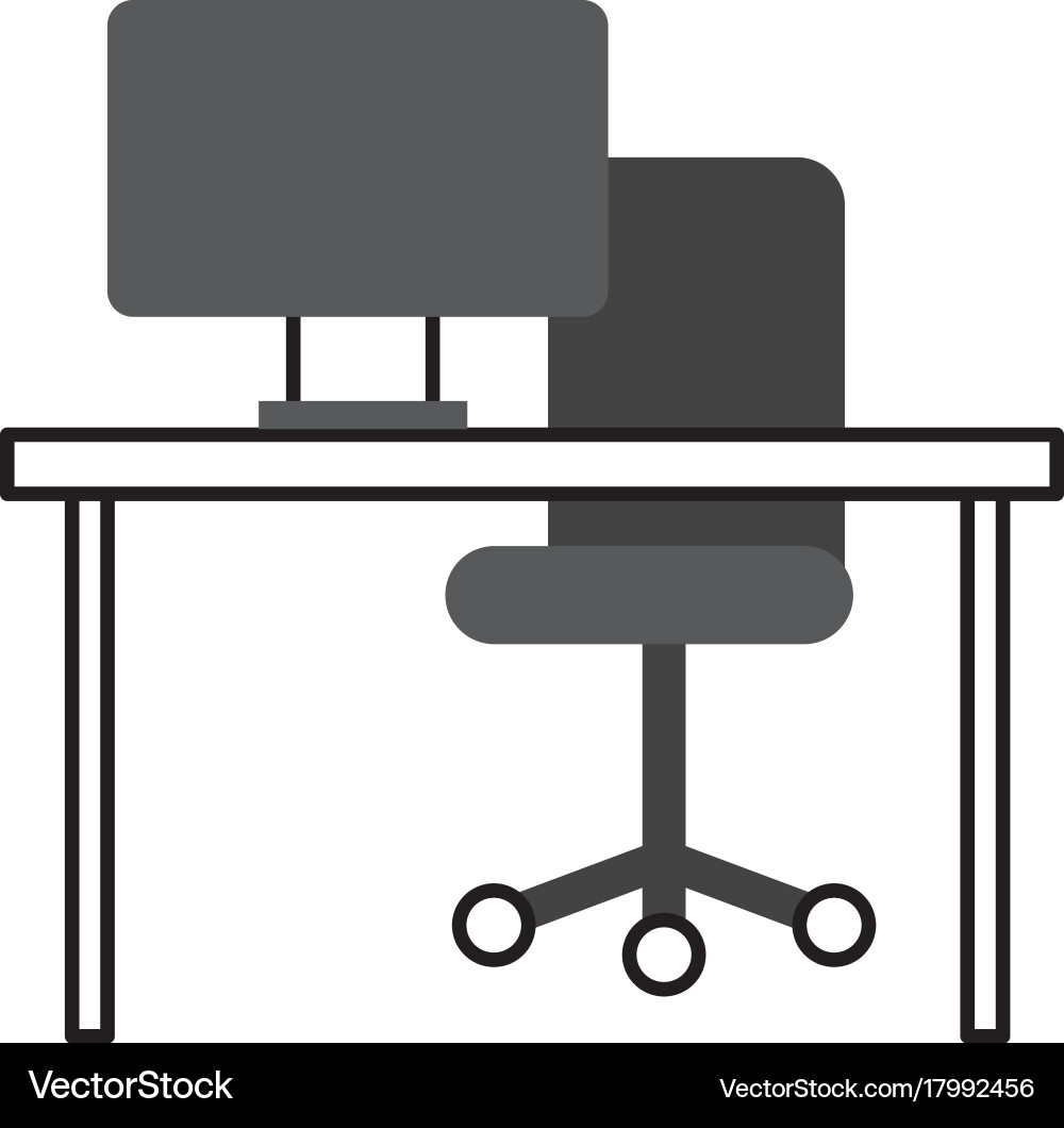 Computer with screen desk chair network vector image