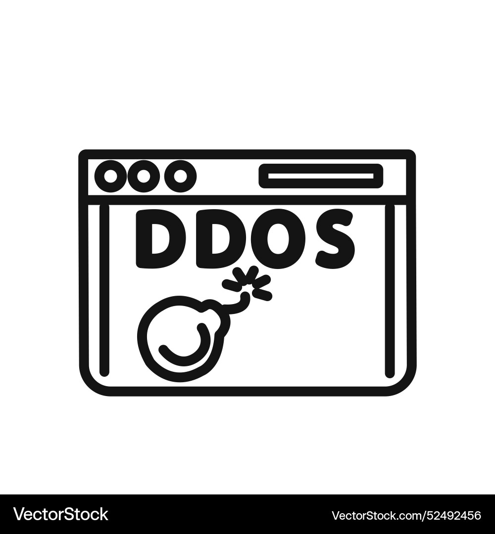 Ddos icon linear graphics set vector image