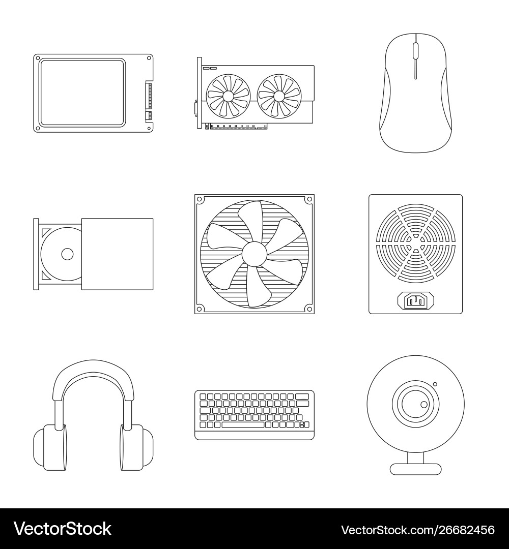 Design pc and component symbol set Design pc and component symbol set vector image