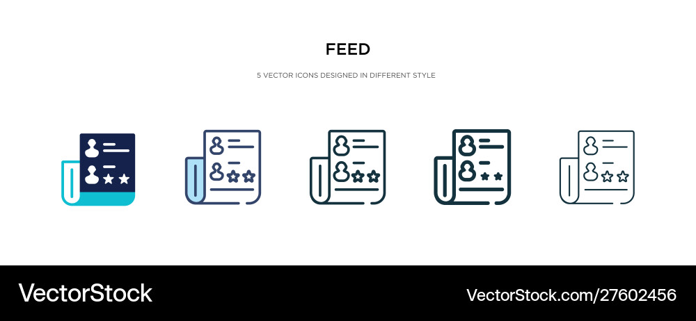 Feed icon in different style two colored Feed icon in different style two colored vector image