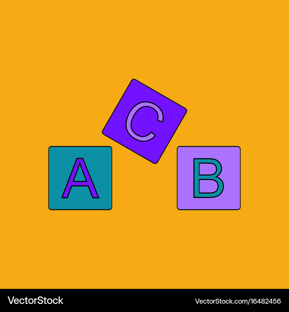 Flat icon design collection toy blocks vector image