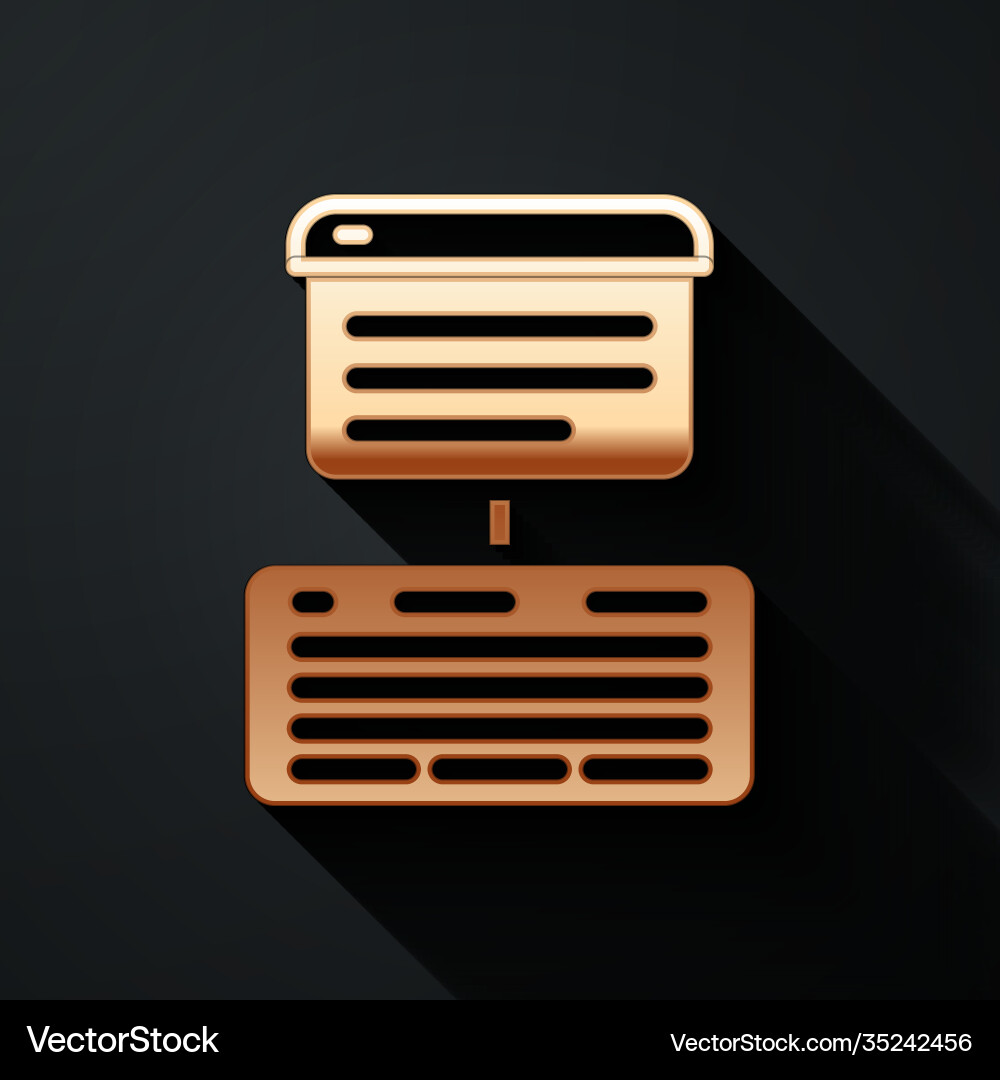 Gold server data web hosting icon isolated Vector Image
