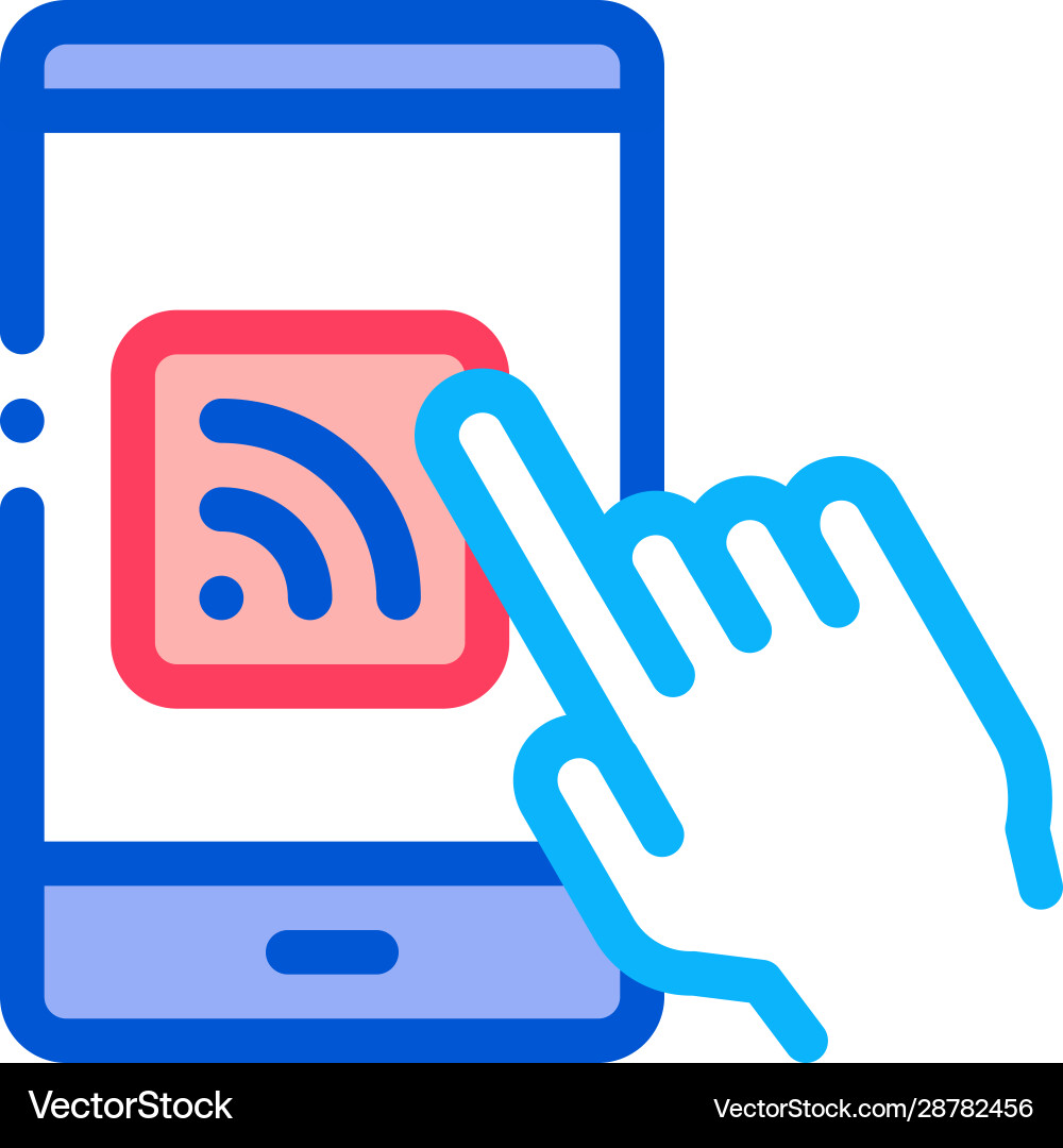 Hand push wifi button icon outline Hand push wifi button icon outline vector image