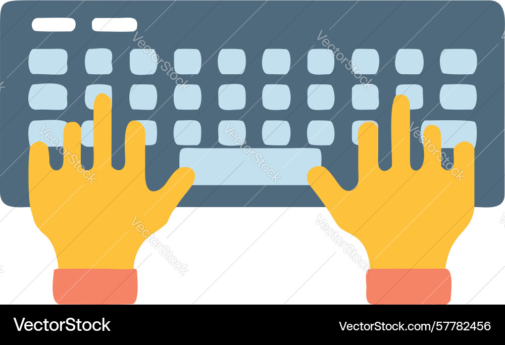 Hands typing on keyboard efficient data entry vector image