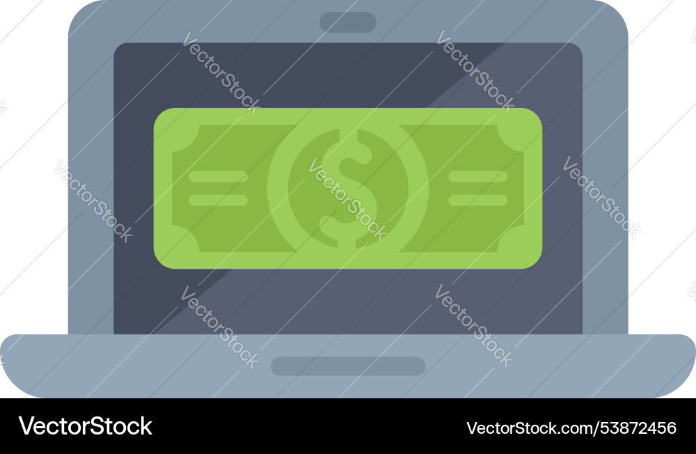 Laptop zeigt Geld Symbol auf dem Bildschirm für online Laptop zeigt Geld Symbol auf dem Bildschirm für online vektorbild
