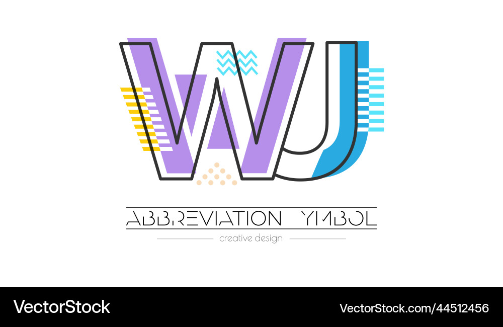 Letters w and j merging of two initials Letters w and j merging of two initials vector image