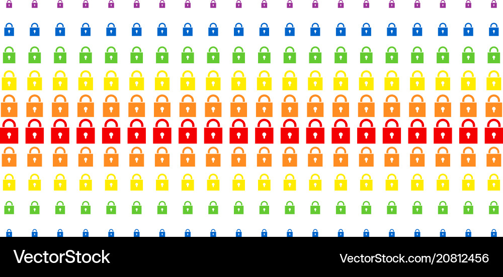 Lock shape halftone spectrum effect Lock shape halftone spectrum effect vector image