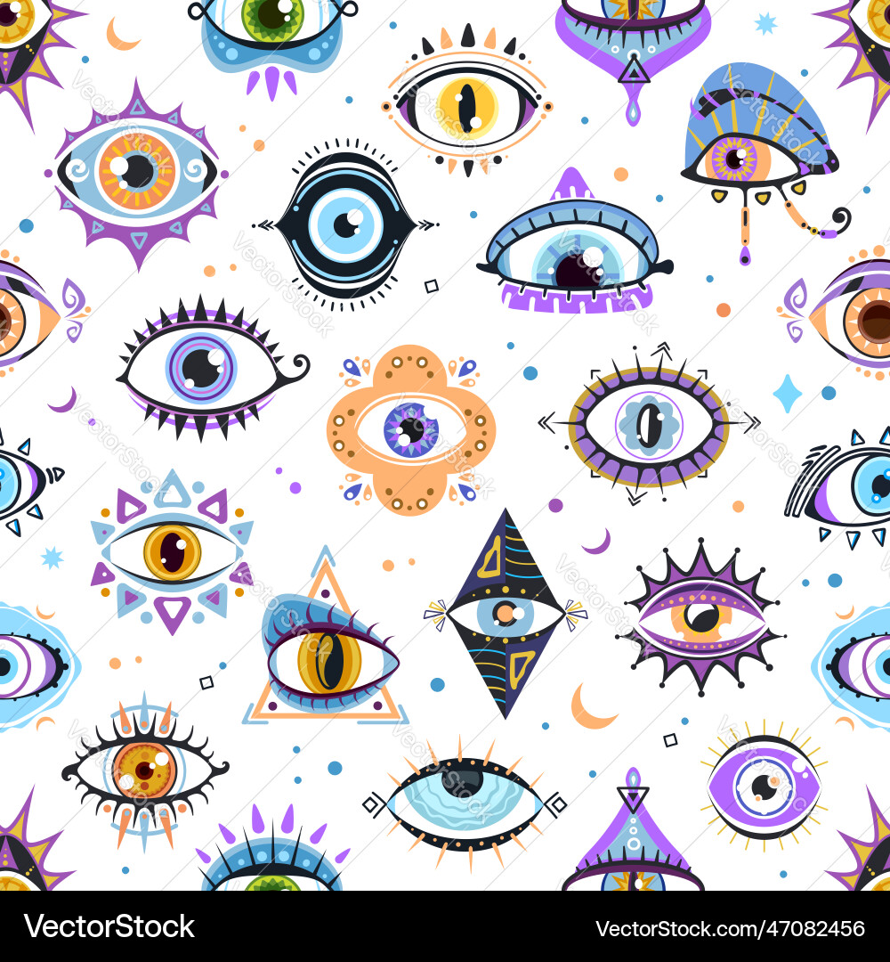 Magical witchcraft occult eyes seamless pattern vector image