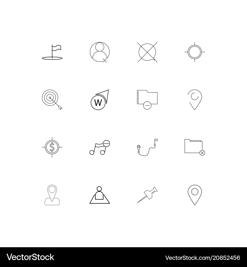 Maps and navigation linear thin icons set vector image