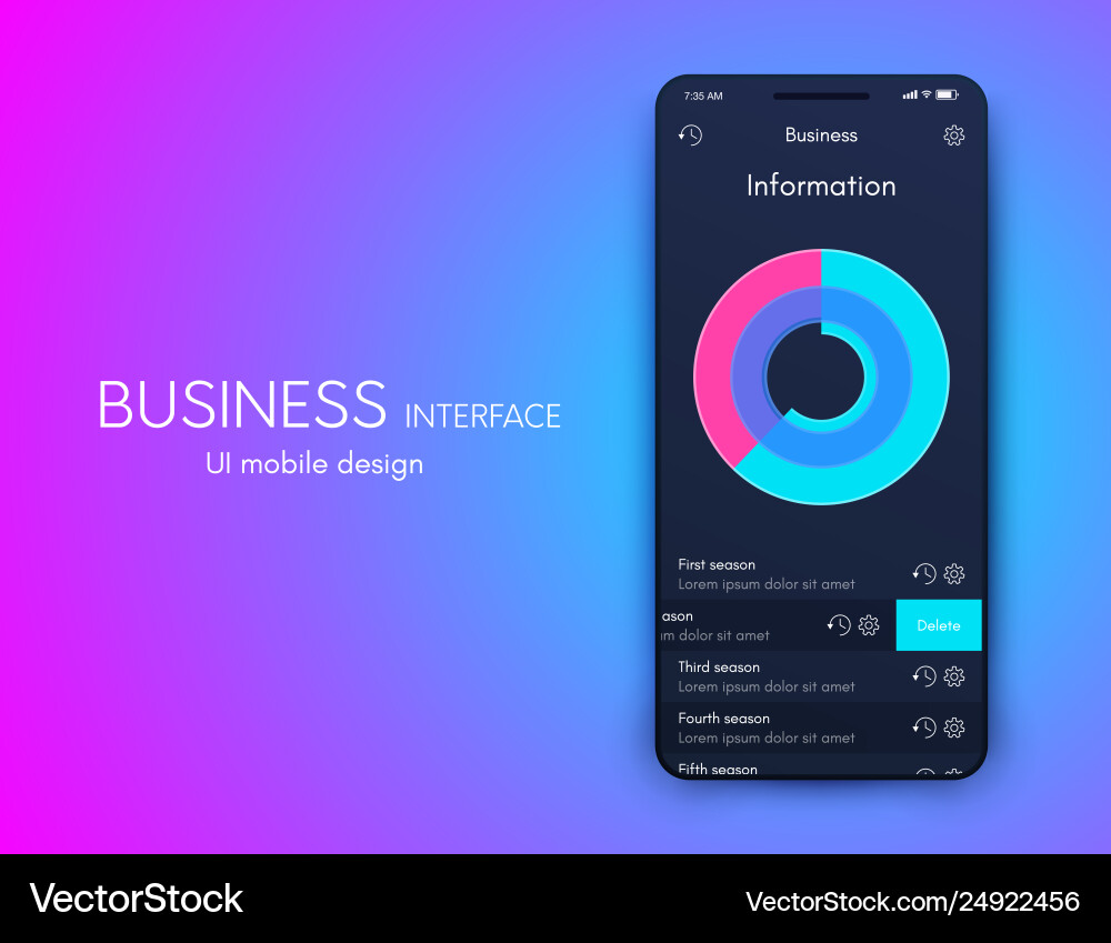 Mobile phone application for analytics stock vector image