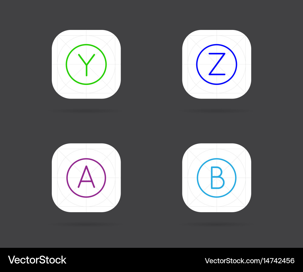 Set app icon template with guidelines fresh colour Vector Image