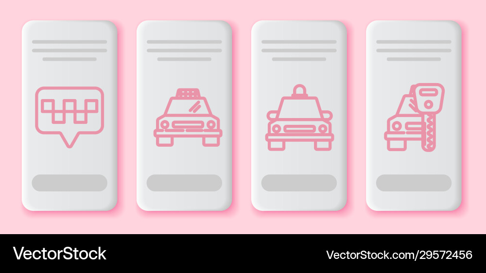 Set line map pointer with taxi car Set line map pointer with taxi car vector image