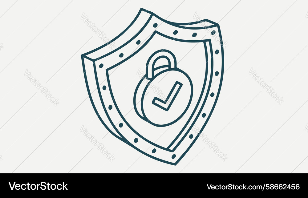Shield with padlock for data security sketch Vector Image