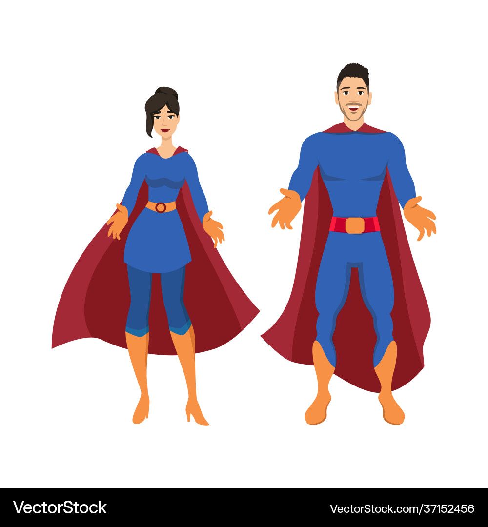 Superhero couple male and female superheroes Superhero couple male and female superheroes vector image
