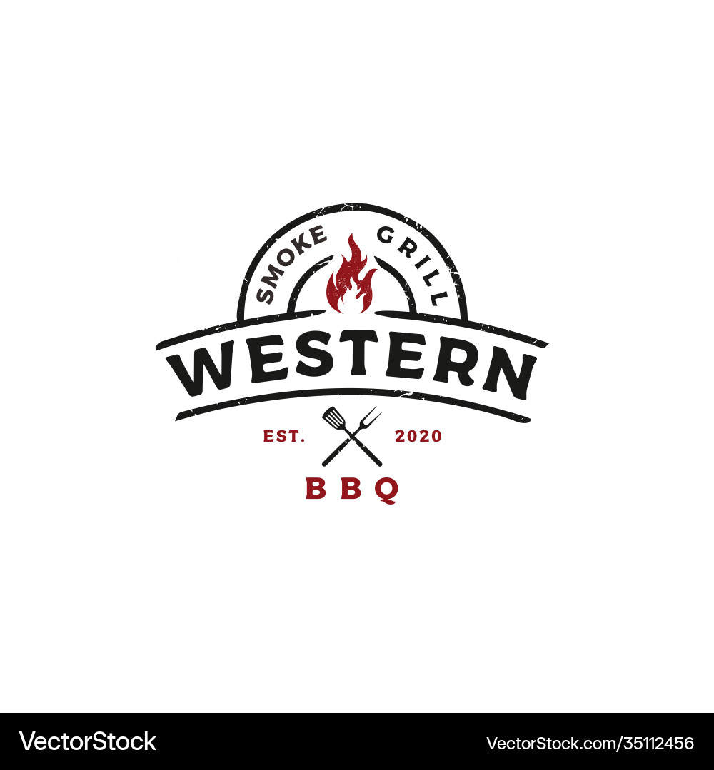 Vintage Grill Logo - BBQ Stamp Vector Image
