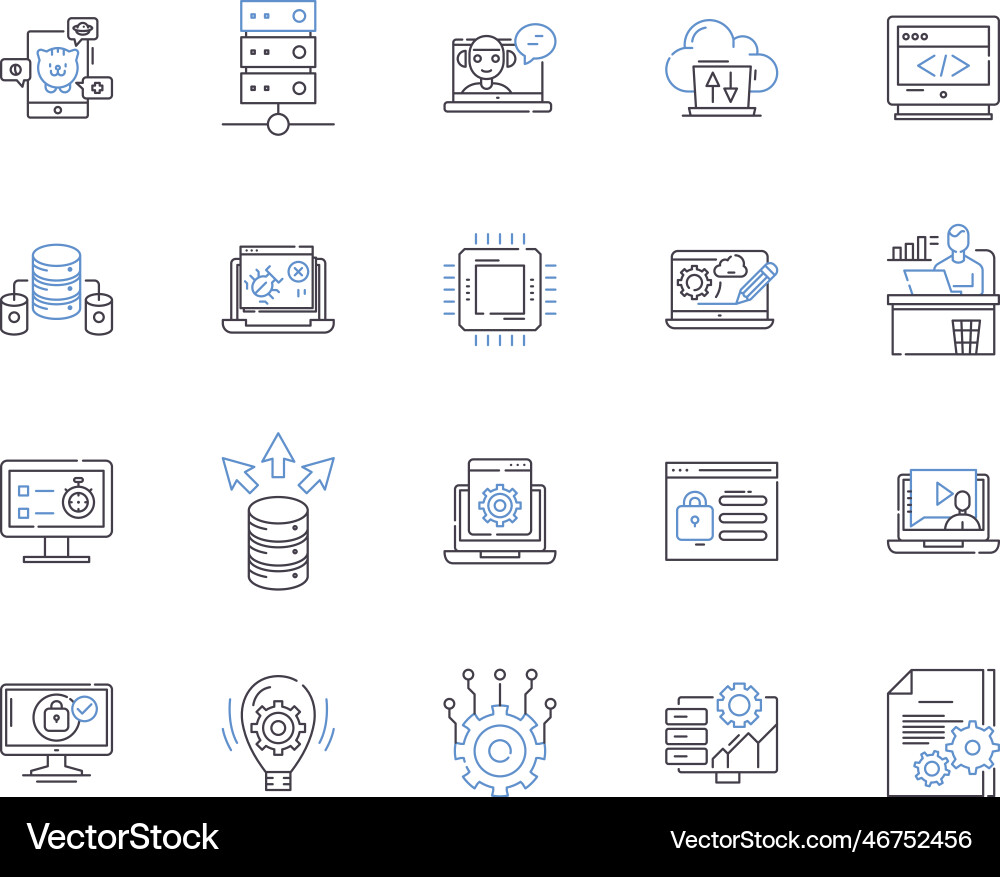Website and device outline icons collection Website and device outline icons collection vector image