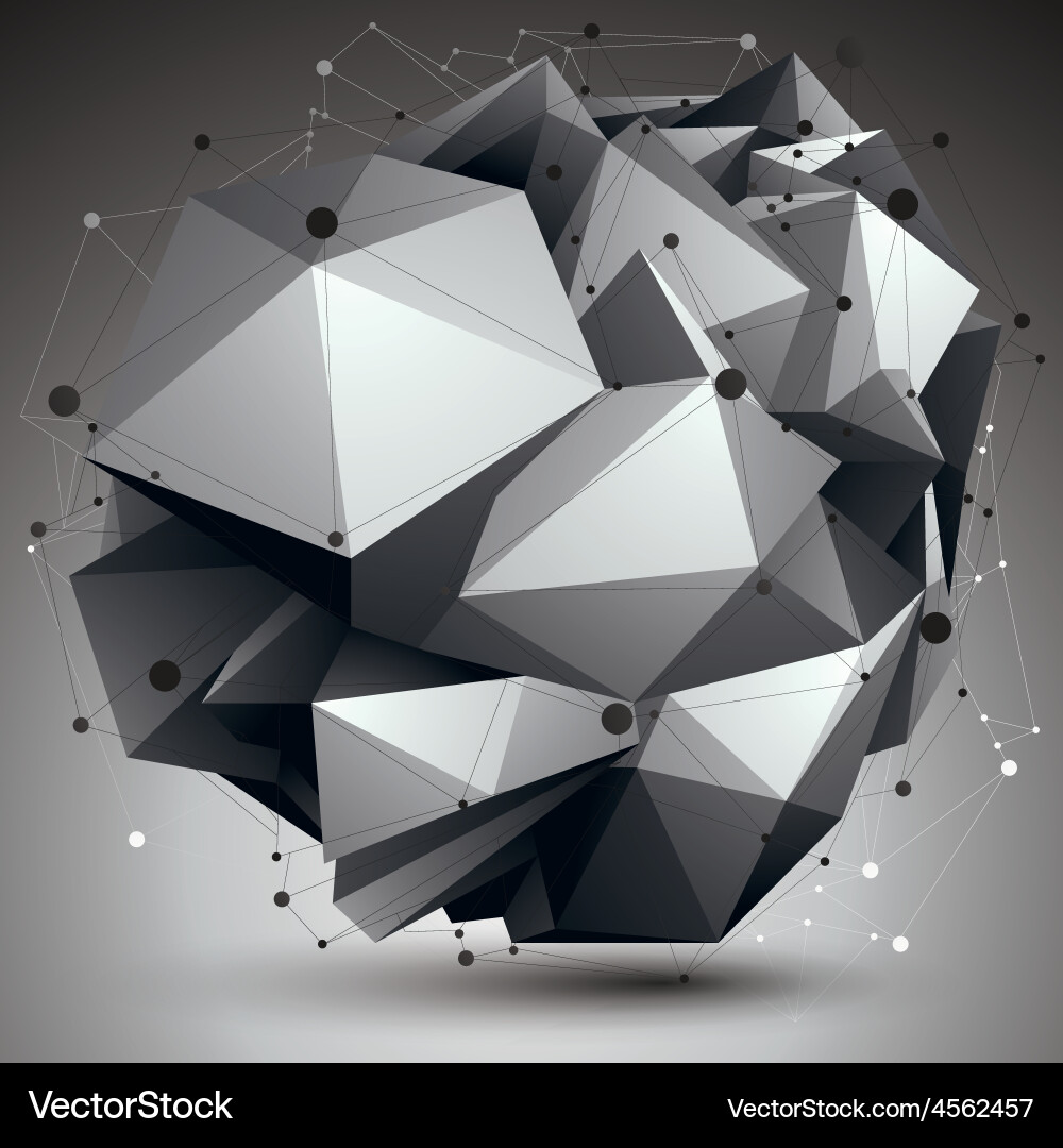 Abstract asymmetric monochrome object with black vector image