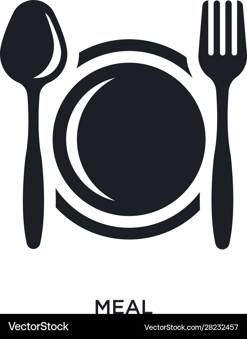 Black meal isolated icon simple element from vector image