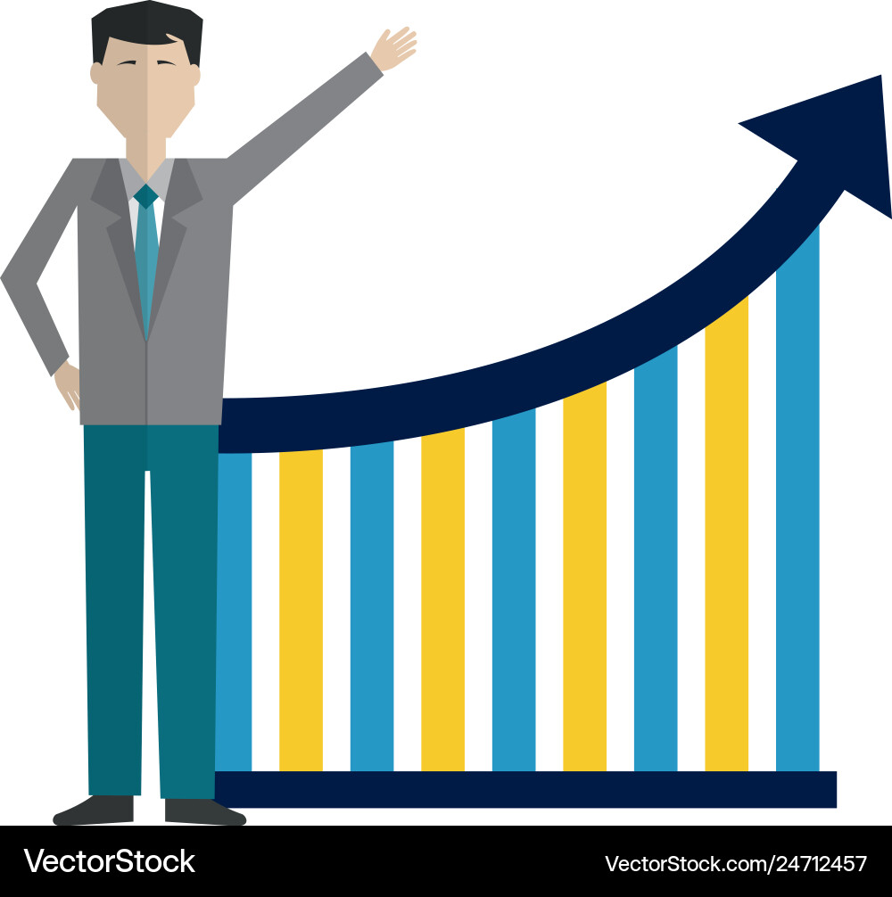 Businessman with graph statistic avatar character Businessman with graph statistic avatar character Vector Image