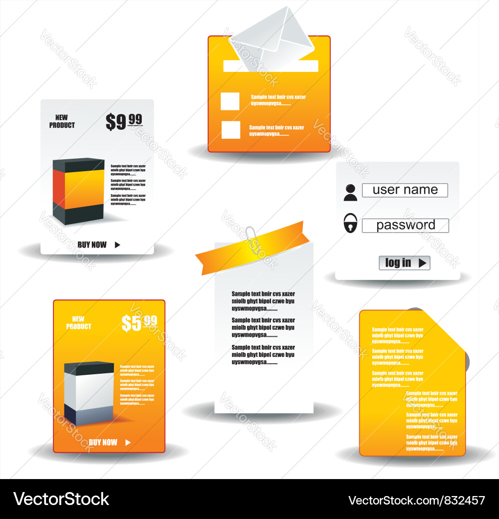 Collection of website elements vector image