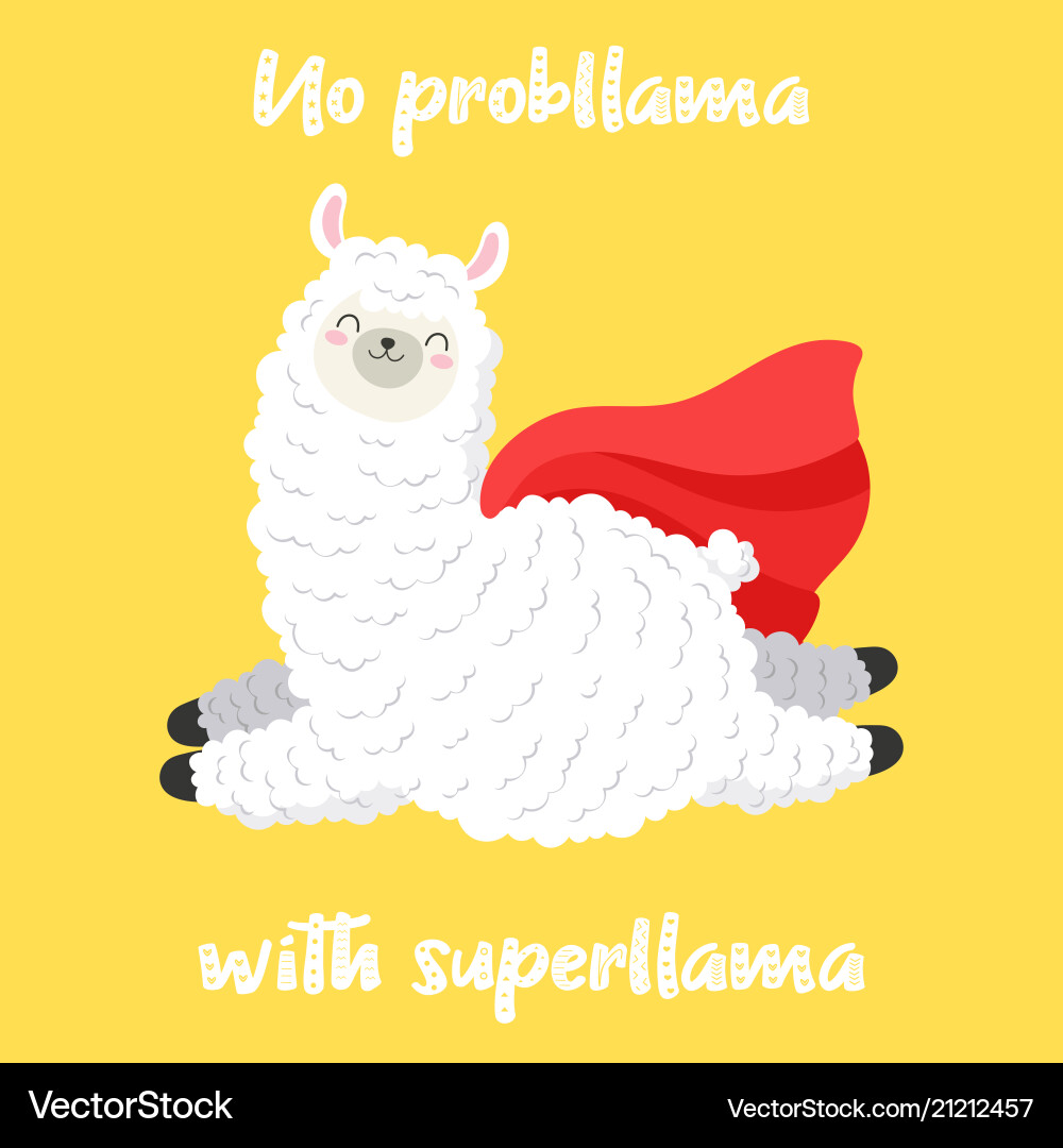 Cute cartoon llama doodle Cute cartoon llama doodle vector image