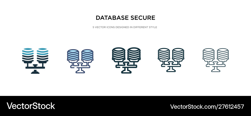 Database secure connection icon in different Database secure connection icon in different vector image
