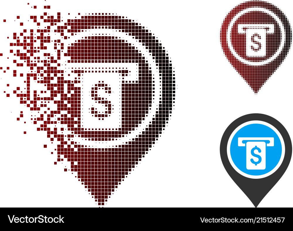 Dispersed pixel halftone atm terminal pointer icon Dispersed pixel halftone atm terminal pointer icon vector image