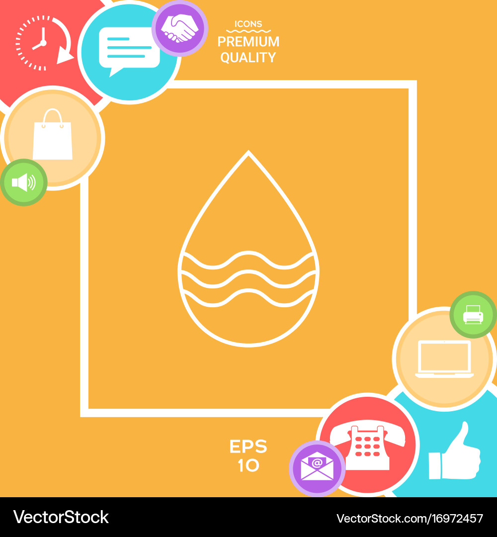 Drop line icon with waves Vector Image