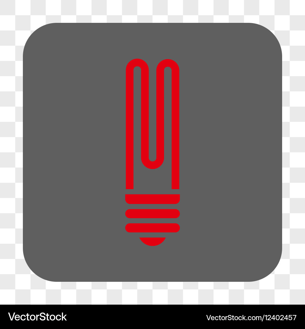 Fluorescent bulb rounded square button vector image
