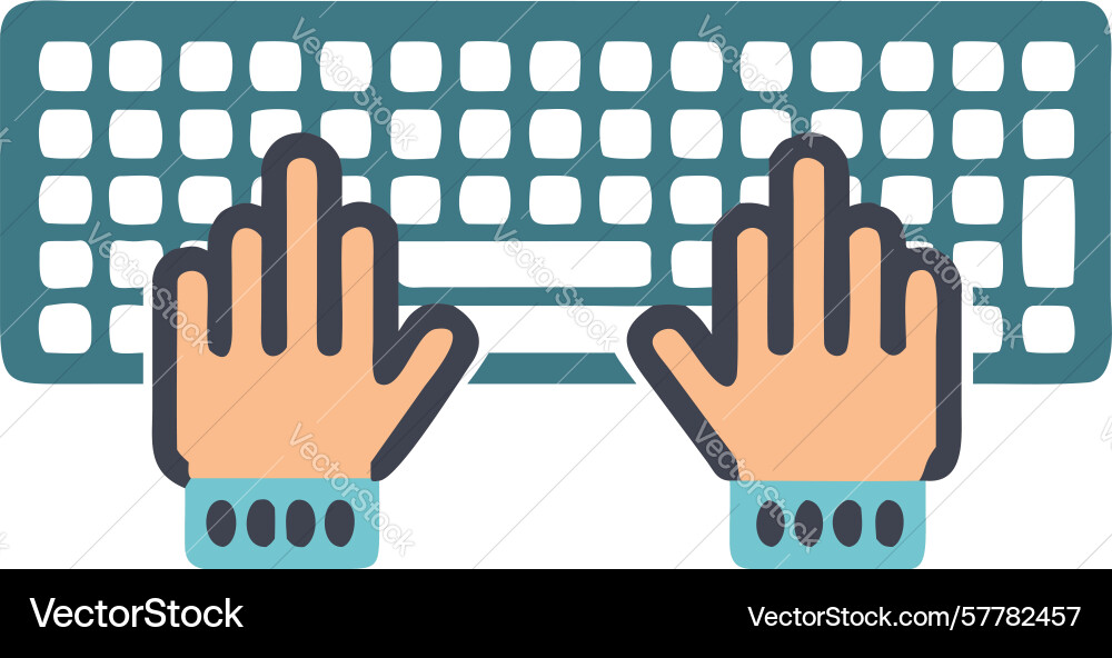 Focused typing on computer keyboard efficient vector image