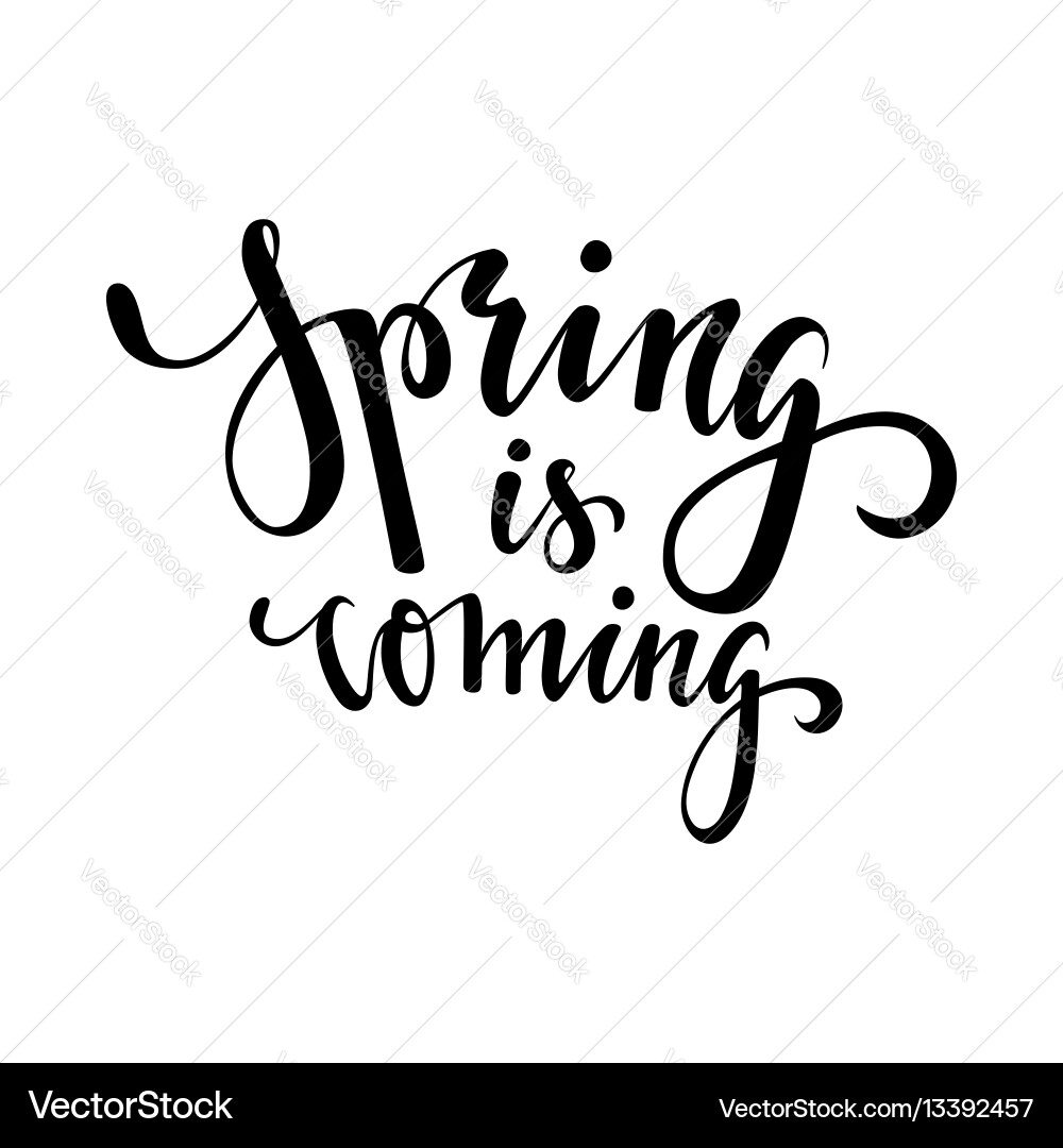Frühling kommt Hand gezogen Kalligraphie und Pinsel Frühling kommt Hand gezogen Kalligraphie und Pinsel vektorbild