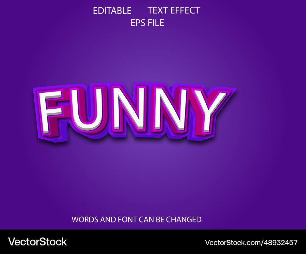 Funny text effect font editable typography 3d vector image
