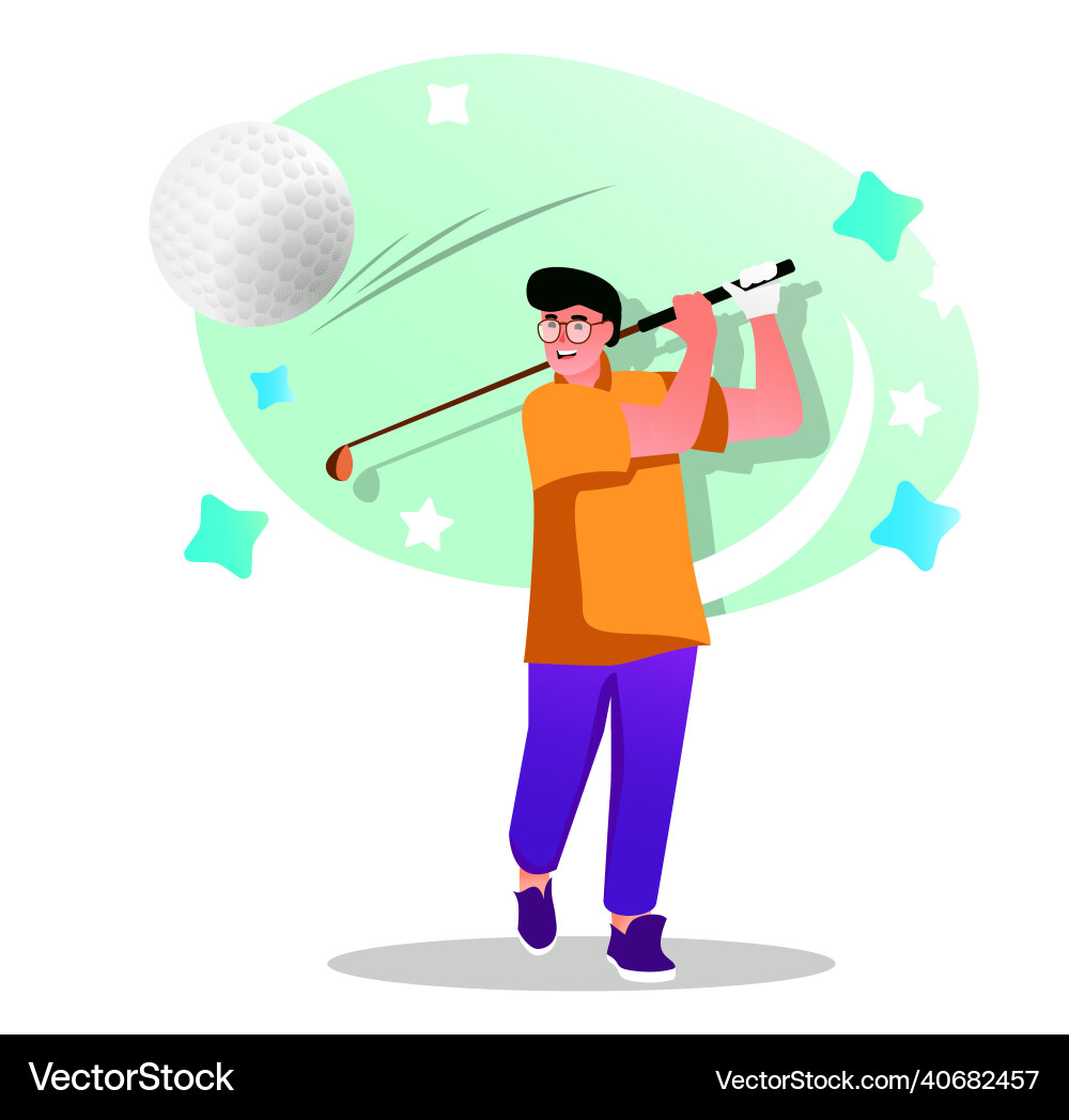 Golf player flat character concept for web design Golf player flat character concept for web design vector image