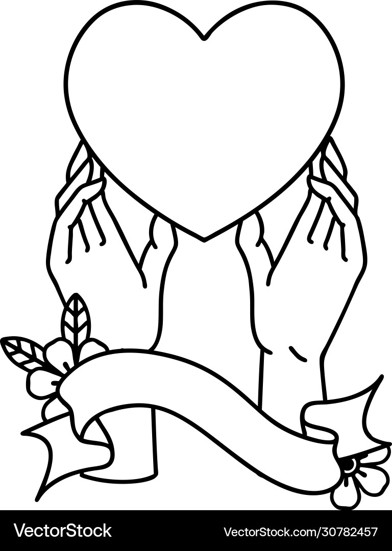 Heart Reaching Hands Tattoo Vector Image