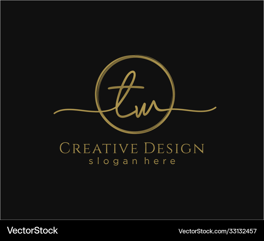 Initial tw handwriting logo with circle template vector image