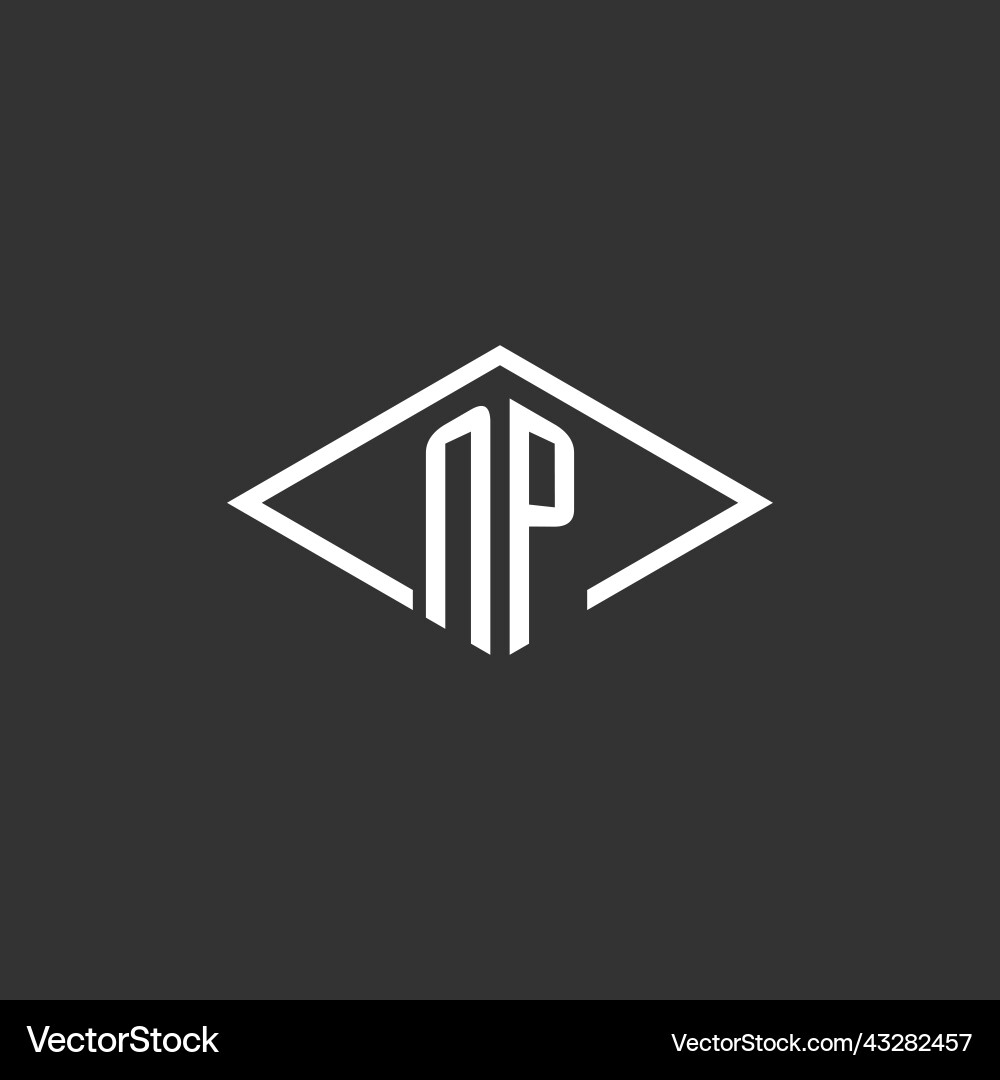 Initials np logo monogram with simple diamond Initials np logo monogram with simple diamond Vector Image