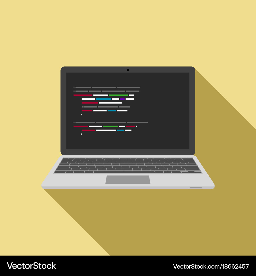 Laptop icon with code editor on screen vector image