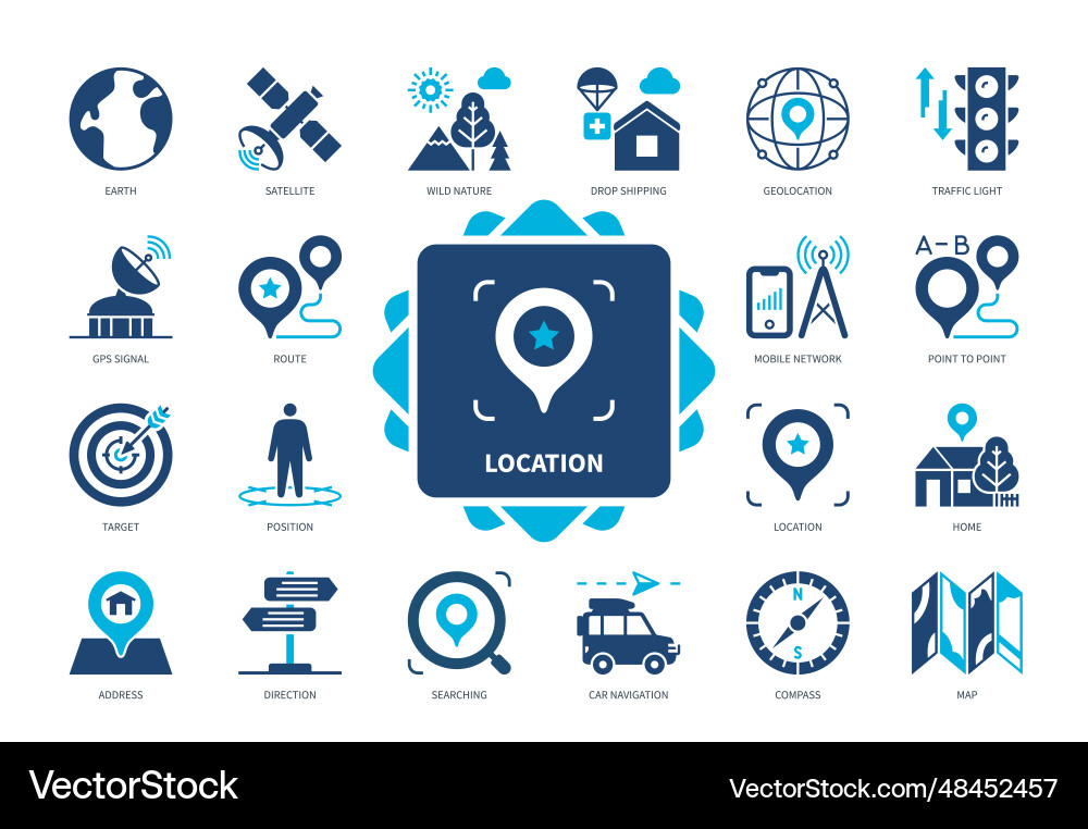 Location Icon Set - Navigation & Mapping Vector Image