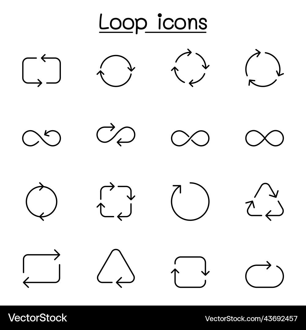 Loop icon set in thin line style Loop icon set in thin line style vector image
